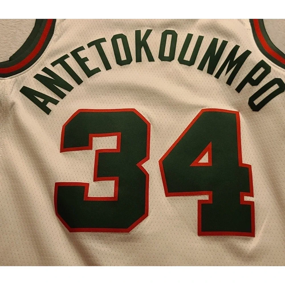 Nike Milwaukee Bucks Giannis Antetokounmpo 34 Jersey White Harley Davidson  M